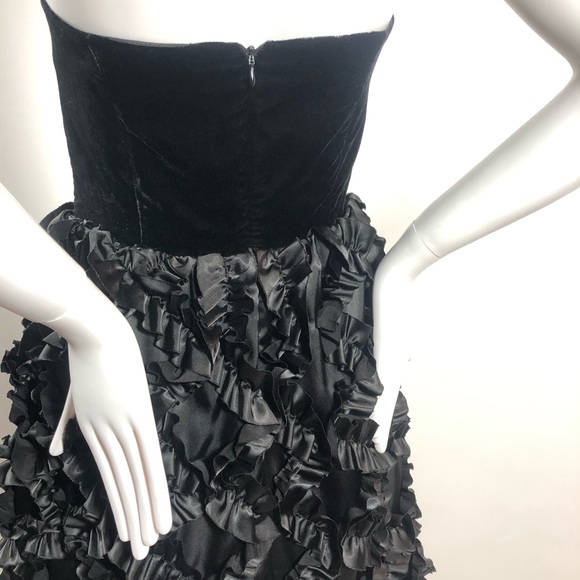 Marc Jacobs black silk velvet ruffle bustier dress - Picture 7 of 13